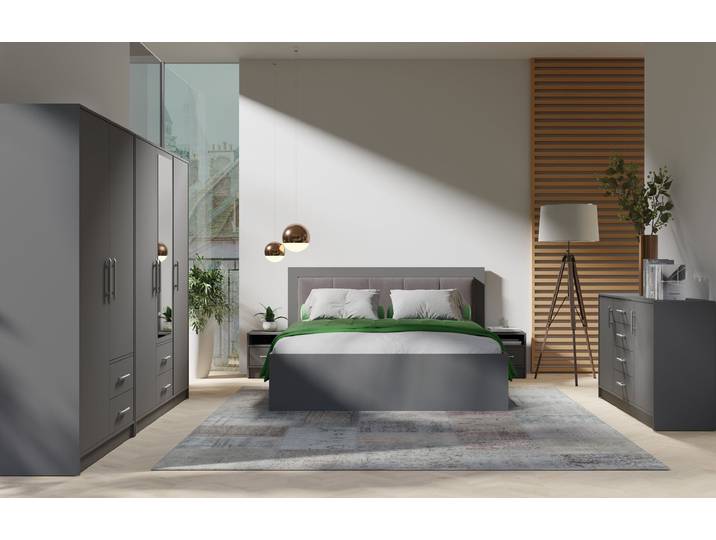 Schlafzimmer-Set – SMART – 6-teilig in Grau, ohne Matratze