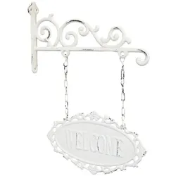 Chic Antique Schild Welcome aus Eisen, H38/L30,5/B4 cm, creme