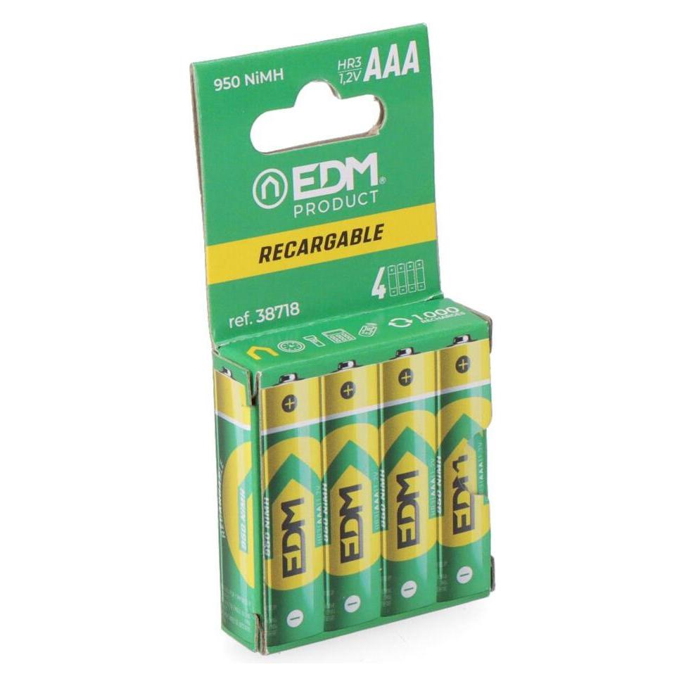EDM Rechargeable battery eco-series aaa - hr03 950ma, ø10,5 x 44,5 mm, 4 units (4 Stk., AAA, 950 mAh) (53205893)