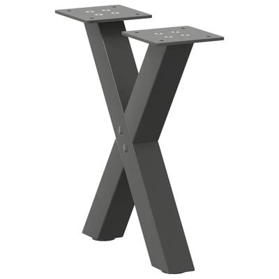 Helloshop26 - Set aus 2 X-förmigen Couchtischbeinen 37 x 30 cm stabile Unterstützung mit verstellbaren Füßen anthrazitfarbener Stahl 02_0057149