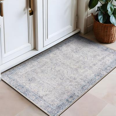 World Rug Gallery Transitional Bordered Vintage Machine Washable Non Slip Area Rug