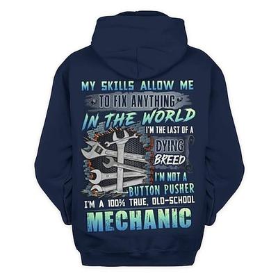 Herren Old School Mechaniker Hoodie - 'Meine Fähigkeiten erlauben es mir alles zu reparieren' Grafik