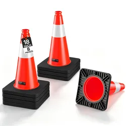 VEVOR Warnkegel 8er-Pack 455 mm Verkehrskegel Verkehrshütchen Pylonen PVC, für Parkplätze, Absperr- oder Warnbereiche, Verkehrsleitkegel mit Hochsichtbaren Reflektorstreifen, Platzsparend Stapelbar