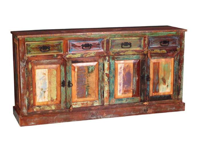 MiaMöbel Sideboard 'Seaside' Massivholz Recycletes Holz Shabby Chic Indien Indisch