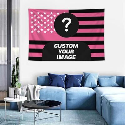 Uplifted Finds Personalized Photo Custom American Flag Tapestry Room Decor Banner For Family Pets & Idols qz008 150x130cm