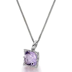 Orolino Halskette Gold 585 mit 4 natürlichen Brillanten zus. 0,04ct. und echtem Amethyst