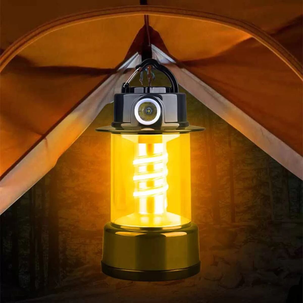 INF LED Campinglaterne mit Type-C Kabel & 18650 Akku (1200mAh) – Tragbare Outdoor-Lampe