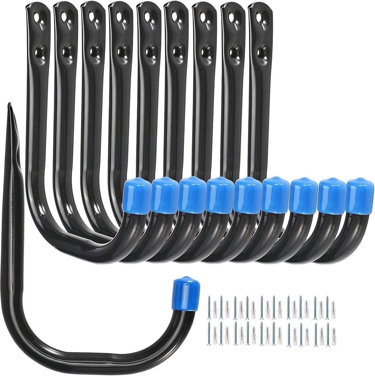 SnelShoppen Set van 10 Zware Wandgemonteerde J-haakjes voor Garage Opslag, 10 cm
