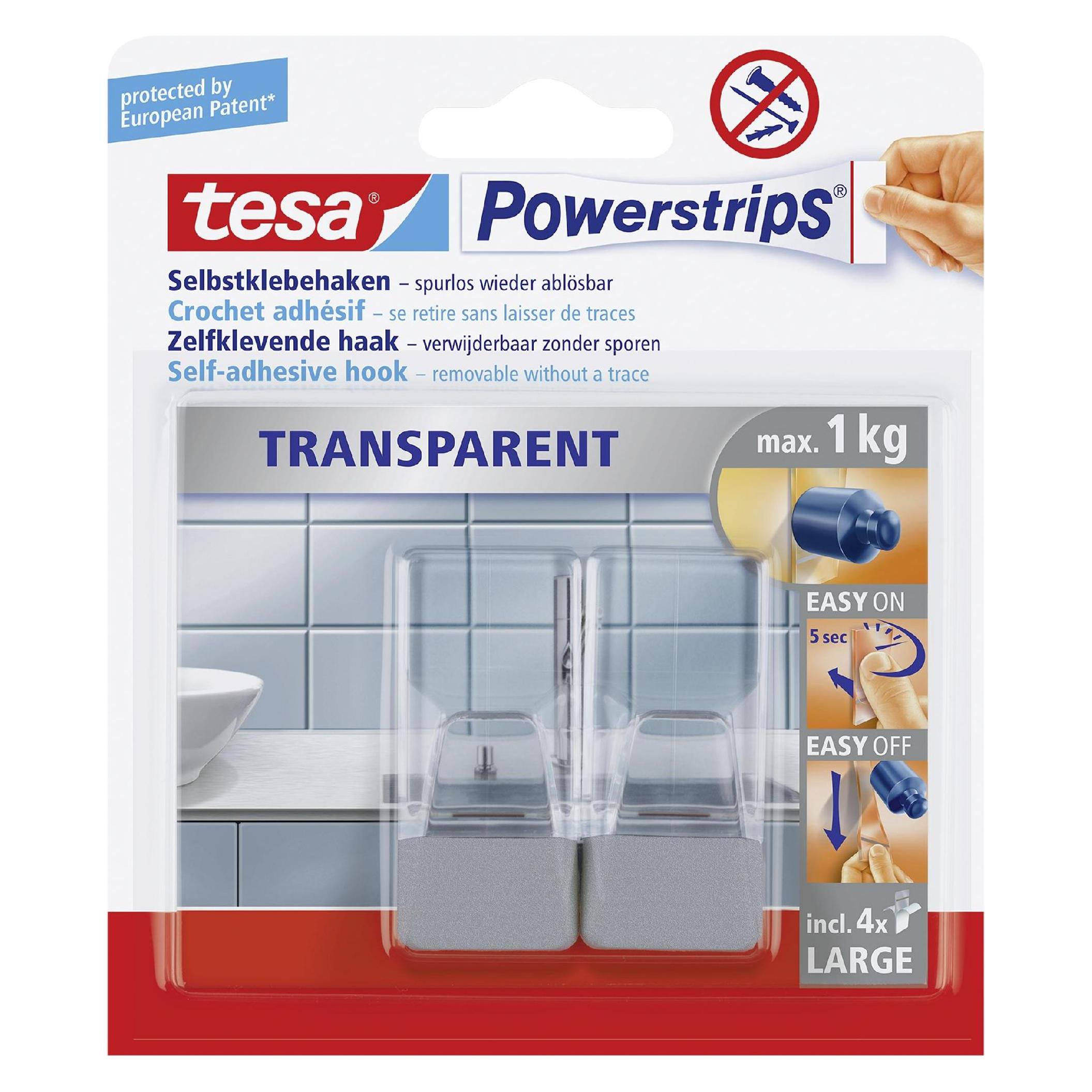 tesa Powerstrips Transparent Haken (58812-00000-20)
