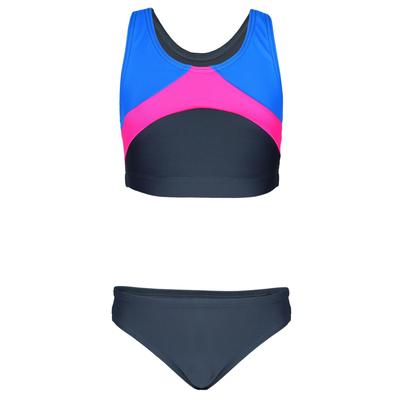 Bustier-Bikini AQUARTI "Bikini Mädchen Sport Bikini Racerback Bustier & Bikinislip", Mädchen, Gr. 140, N-Gr, blau (graphit, blau, rosa), Obermaterial: 80% Polyamid PA. 20% Elasthan EL., Bikini-Sets