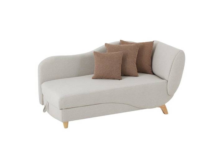 Méridienne gauche convertible avec coffre de rangement en tissu beige PENELOPE