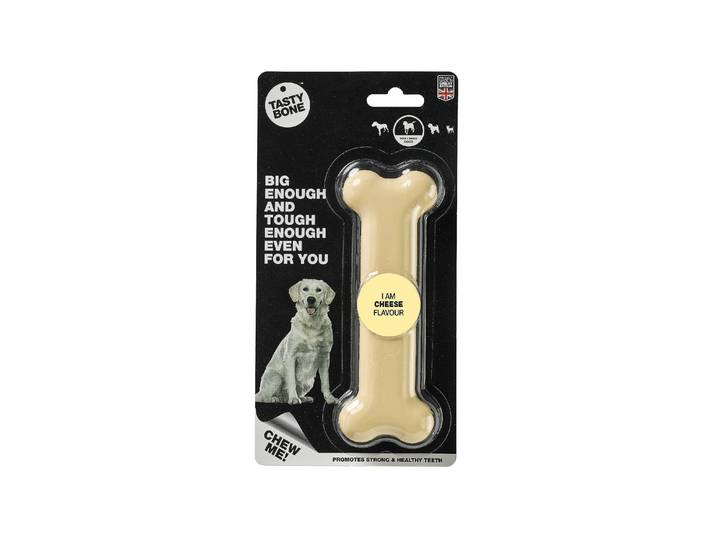 Tier-Beschäftigungsspielzeug Tasty Bone Knochen L , gelb (hellgelb), B:4cm L:16,5cm, Kunststoff, Fummelspielzeuge, Tier-Beschäftigungsspielzeug