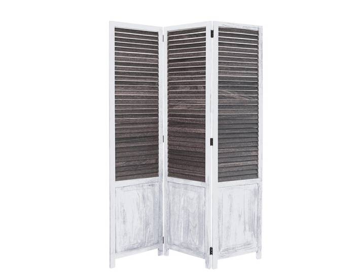 Homestyle4u Paravent 3-tlg. 120/170 cm Weiß shabby washed, Holz, 120x170x2 cm, Wohnzimmer, Raumteiler, Paravents