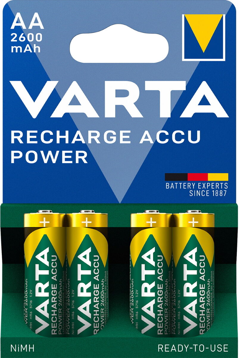 Varta Rechargeable AA Size Batteries NiMH 2600mAh 05716 4-Pack