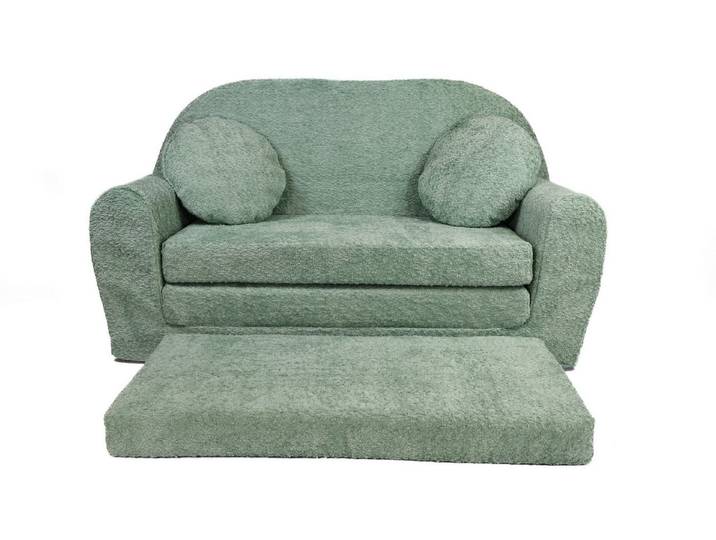 FORTISLINE Kindersofa Kindersofa aus Teddy-Stoff mit Verlängerung - Klappsofa, Spielsofa, ausklappbar