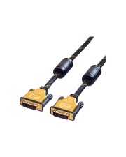 ROLINE GOLD DVI-Kabel Dual Link DVI-D M bis M 3 m Daumenschrauben Schwarz Gold (11.04.5513)