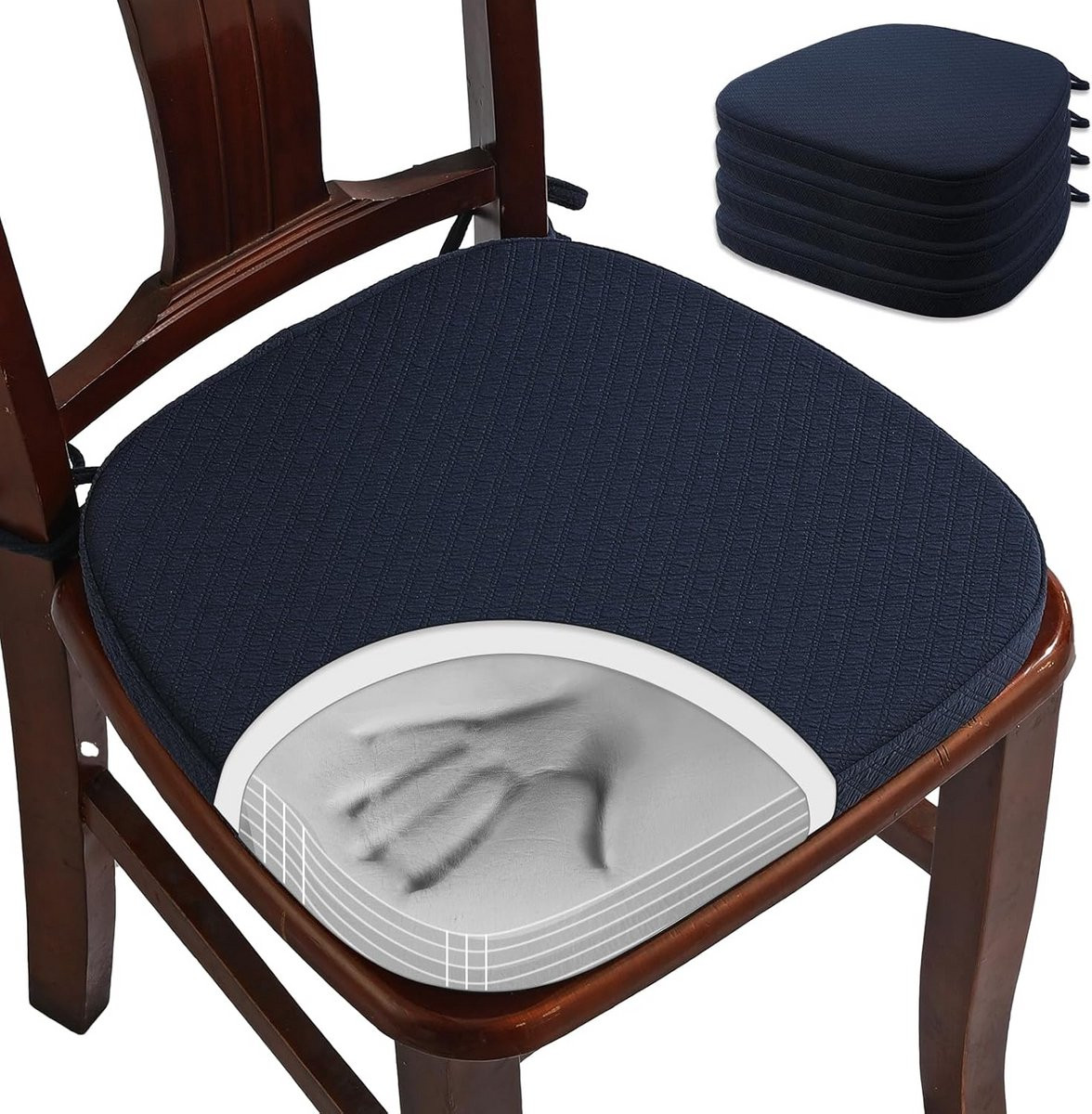 Set van 4 Luxe U-Vormige Traagschuim Stoelkussens met Antislip voor Volwassenen