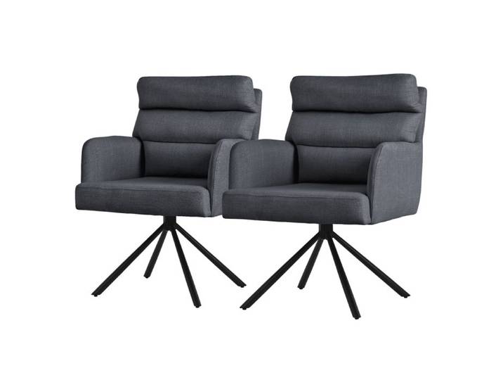 ML-Design 2x Chaise de Salle à Manger Anthracite Pivotante Position Voiture Rembourrée Revêtement Polyester avec Accoudoirs Dossier