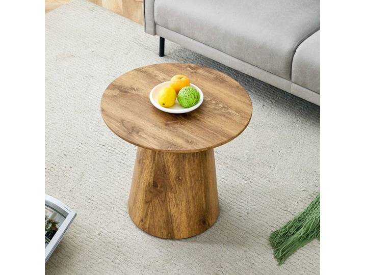 Table basse ronde MDF 50x50x48cm - Aspect bois naturel - Film décoratif qualité supérieure - Salon balcon