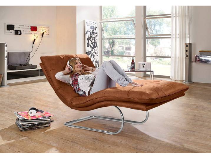 Relaxliege, Longlife Xtra-Leder Z69, Cognac, 95×170 cm, Vintage-Look, W.SCHILLIG