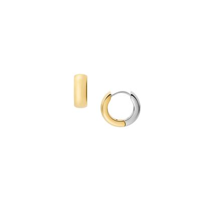 Paar Creolen FOSSIL "Schmuck Geschenk Edelstahl ELLIS", gold (gelbgoldfarben, edelstahlfarben), Ohrringe, Damen, 15mm, Edelstahl