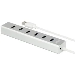 Unitek Y-3090 Hub 7x USB 3.0, BC (USB-A, 7 Ports), Dockingstation + USB Hub, Silber
