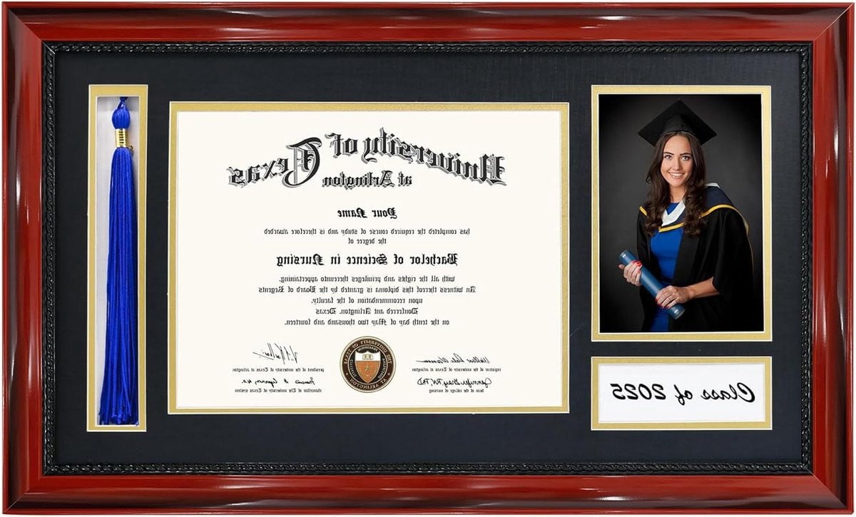 Diploma Frame Certificaat Houder van Massief Hout in Zwart met Gouden Mat voor 8.5x11 inch