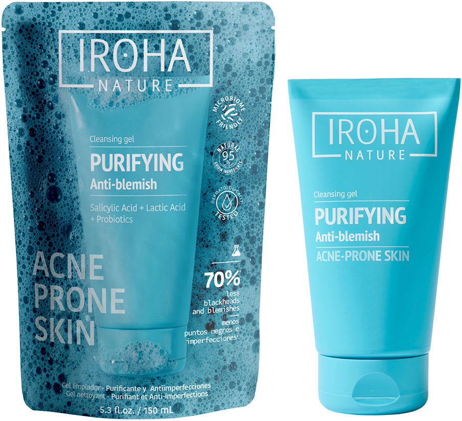 Iroha Nature Gel de limpeza purificante para pele com tendência a acne 150 ml
