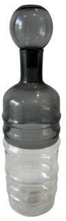 BIDK Home "Decorative Glass Bottle Vase Dia 4.5"" Clear & Gray"