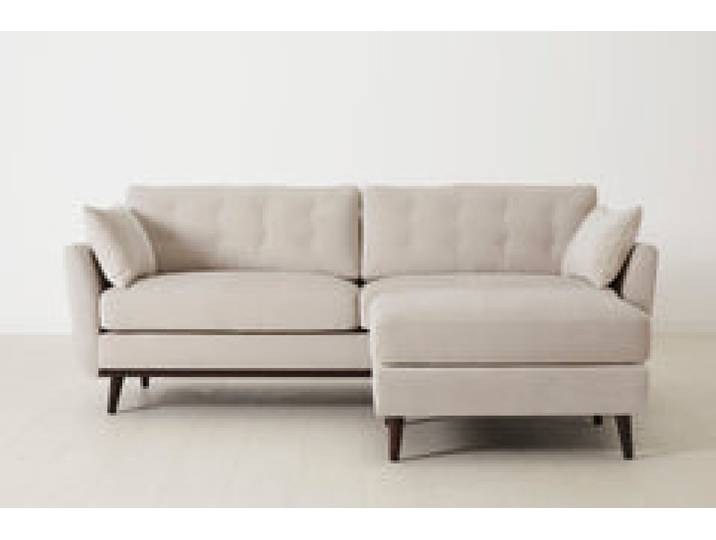 Model 10 Dreisitzer Sofa mit Hocker, Kreideweiß
