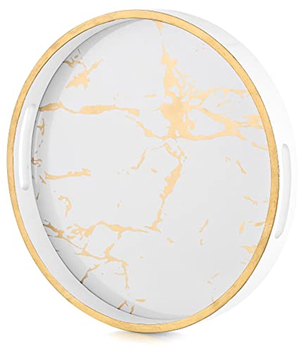 Decoratieve ronde serveertray met marmeren patroon