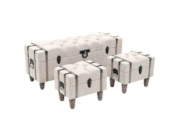 Ensemble de bancs de rangement 3 pcs Bois massif et acier 245762