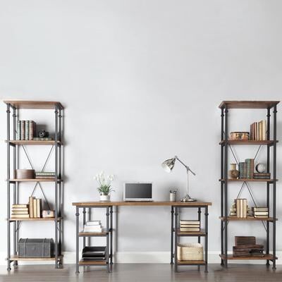 iNSPIRE Q Classic Myra Industrial Rustic 3-piece Desk Bookcase Set