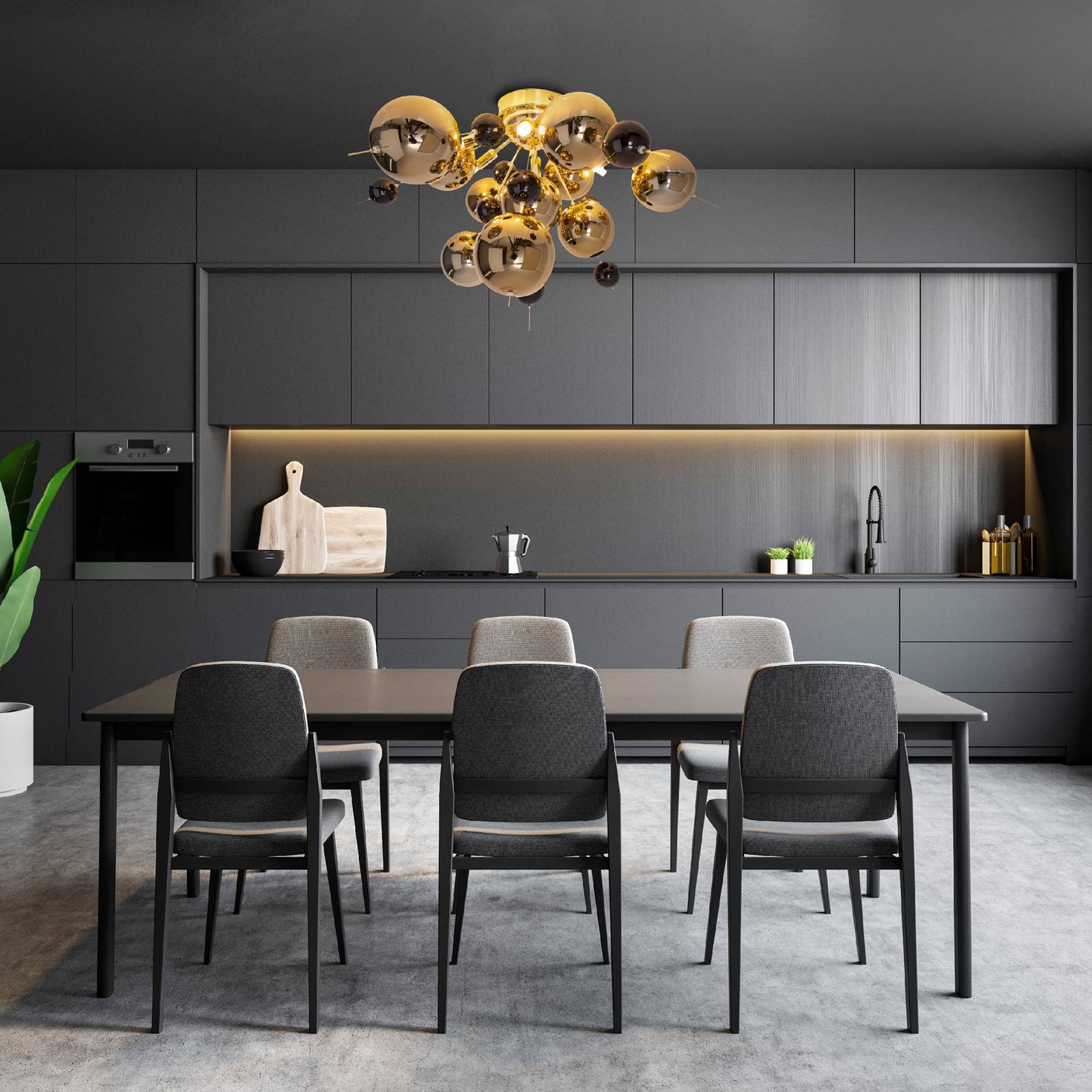 NÃ¤ve Ceiling Light Explosion, dimmable, Brass / gold, Living / Dining Room, Glass, Ceiling Light
