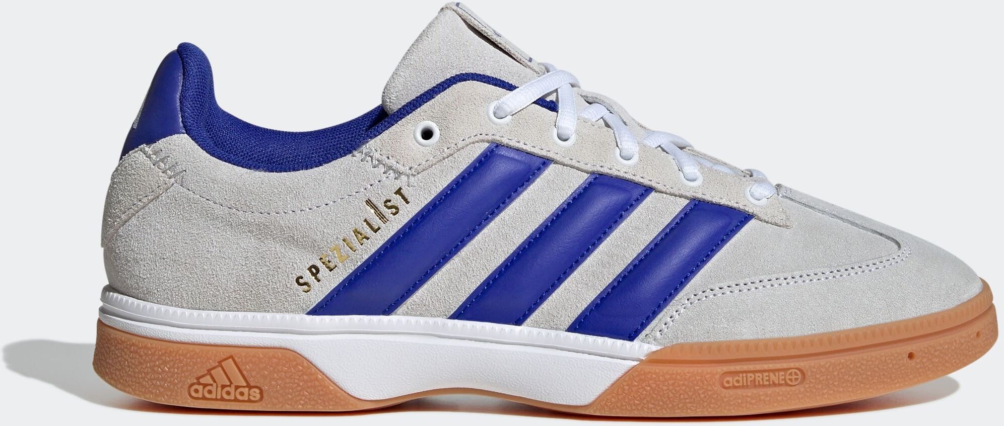 Hallenschuh ADIDAS PERFORMANCE "SPEZIALIST INDOOR", Herren, Gr. 47, grau (cloud weiß, lucid blau, grau two), Leder, Textil, Schuhe Hallenschuh, Handballschuh