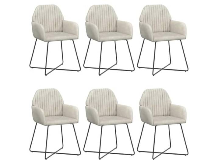 Foknhdi Esszimmerstühle 6er Set Samt Polsterstühle mit Armlehne Creme Elegante Küchenstühle mit weichem Bezug und stabiler Metallbasis schaffen wohlige Atmosphäre im modernen Essbereich.