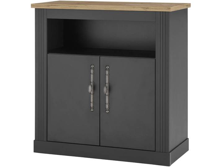 Kommode GOODPRODUCT WESTMINSTER , grau (dunkelgrau, wotan eiche), B:92cm H:95cm T:45cm, Sideboards, Kommode, im romantischen Landhausstil