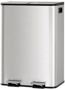 Garvee Large Stainless Steel Double Trash Can with Lid, Step-on Recycling Bin