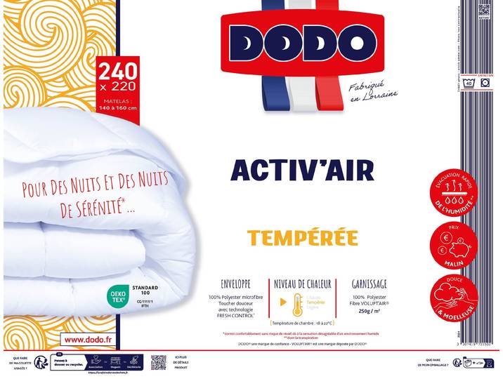 Couette Tempérée 240X220cm Activ'Air DODO