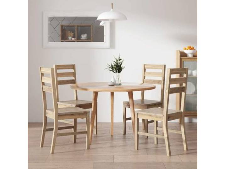 HGPOTUY Esszimmerstuhl Set 4 STK Massivholz Akazie Robust, Stabil, Gebürstete Oberfläche, Pflegeleicht, Einfache Montage