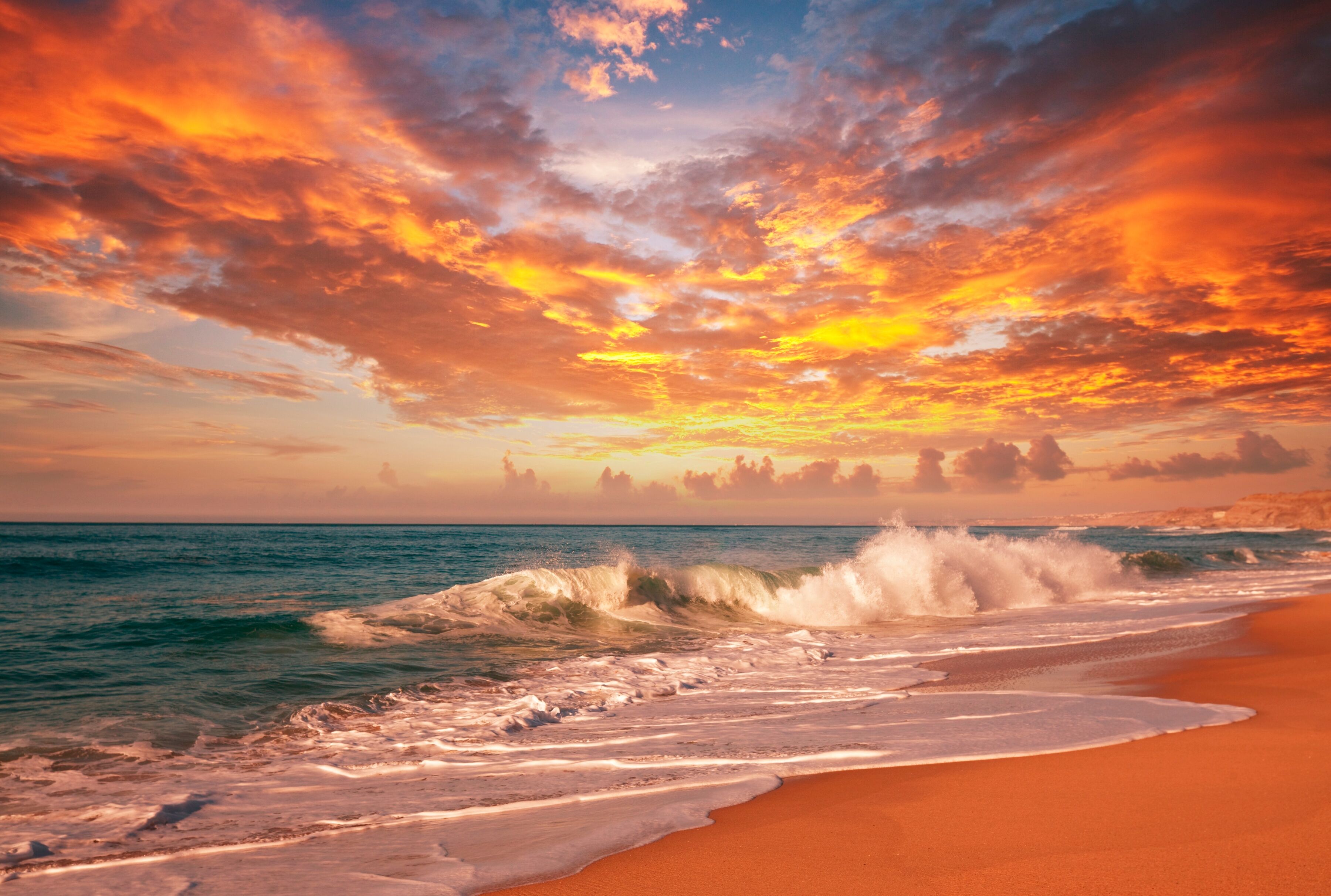 Fototapete PAPERMOON "Sea Sunset", bunt, B:3,5m L:2,6m, Vlies, Tapeten, Fototapete