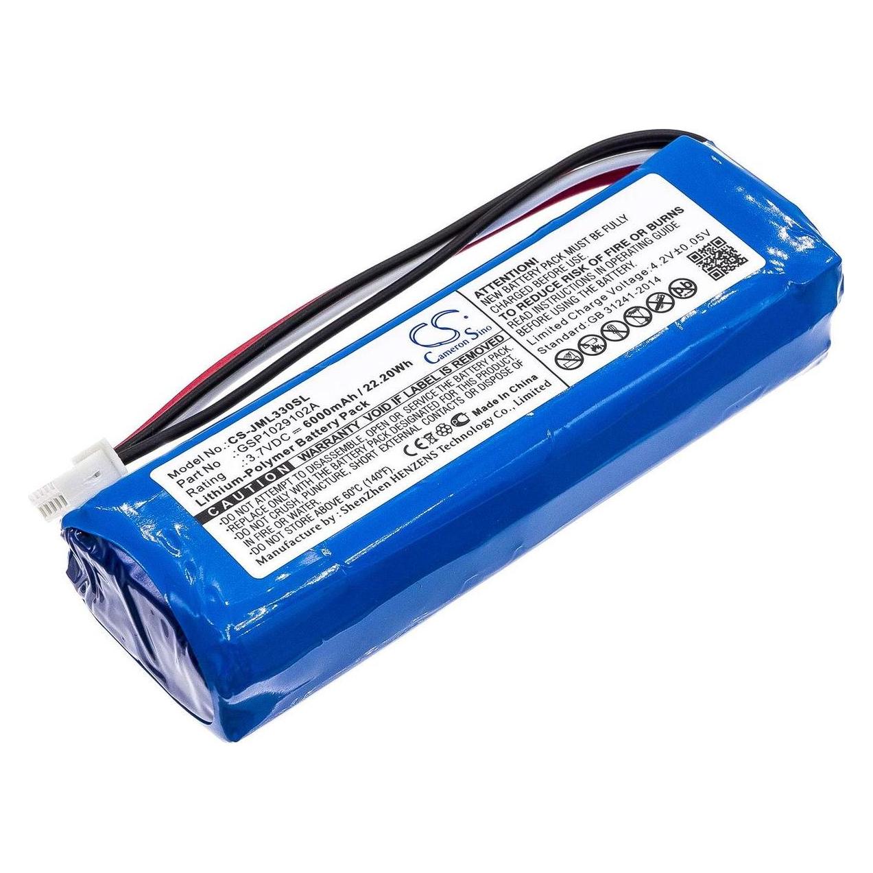 Battery for JBL GSP1029102A, Charge 3 Speaker 6000mAh, 3.7V (CS-JML330SL)
