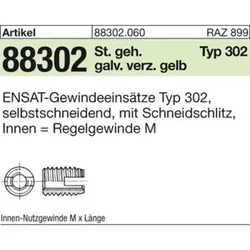 ENSAT-Gewindeeinsätze ART 88302 Stahl gehärtet M 24 gal ZnC, Typ 302 gal ZnC S