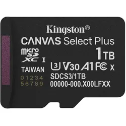 Kingston Canvas Select Plus (1000 GB, microSDXC, U3, UHS-I), Speicherkarte, Schwarz