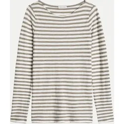 Langarmshirt mit Streifenmuster Beige M