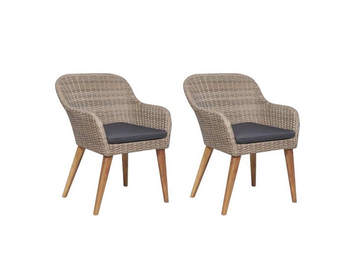 vidaXL Gartenstühle Mit Polstern 2er Set Poly Rattan Braun, Kunststoff, 56x82x60 cm, Gartenmöbel, Gartensessel, Gartenstühle
