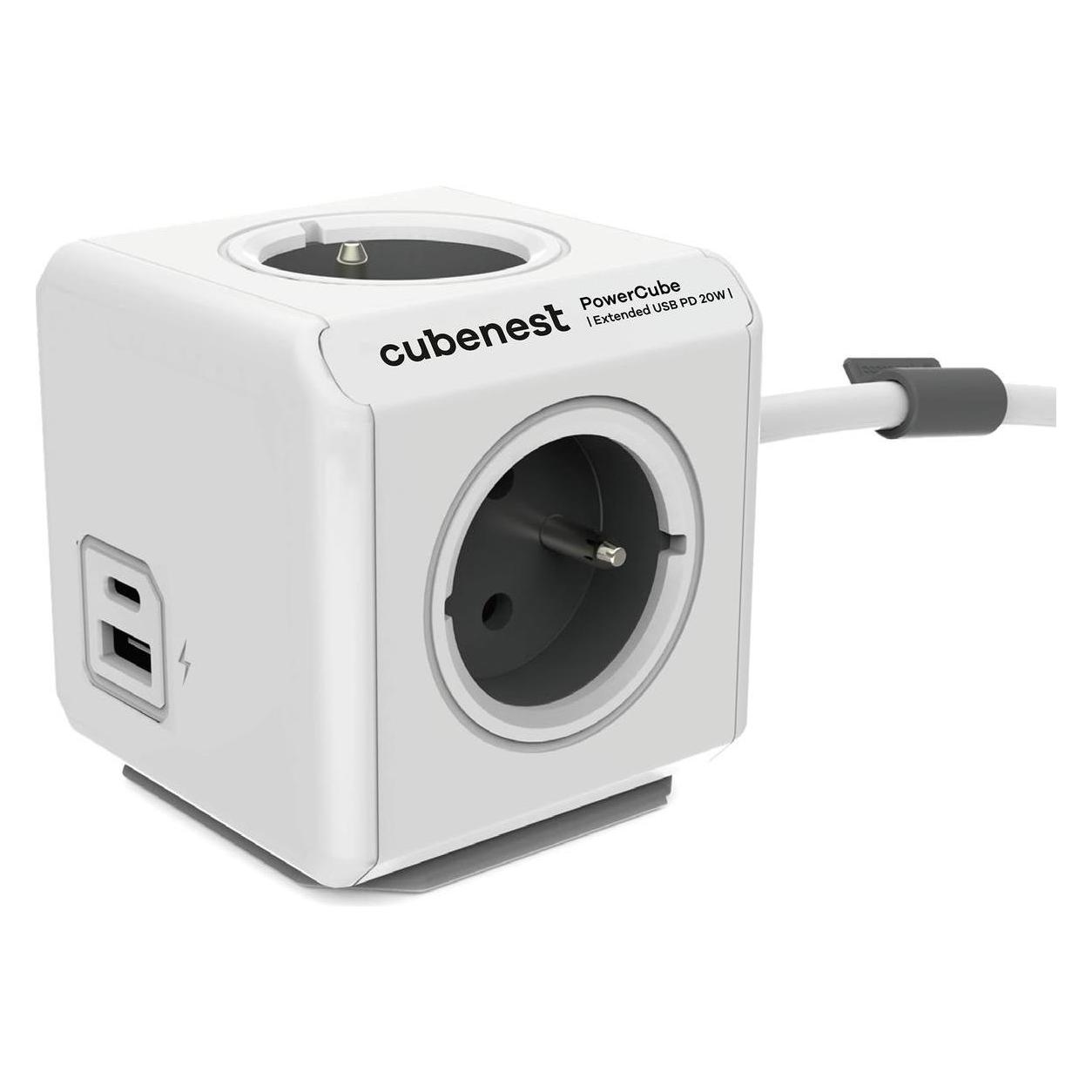 NoName Cubenest PowerCube Extended USB A+C PD,, White-Grey, (3 rozbo??ka, 1x USB, 1x USB-C) (4x, CEE 7/3, 1.50 m) (6974699970828)