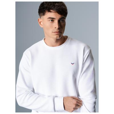 Sweatshirt TRIGEMA "TRIGEMA Sweatshirt in Waffeloptik", Herren, Gr. XL, weiß, Piqué, 100% Baumwolle, Rundhals, Sweatshirts Sweatshirt