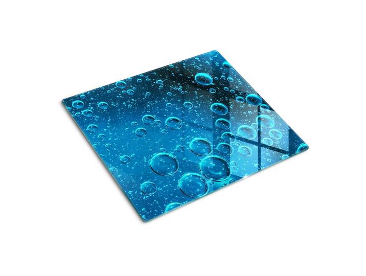 Tulup Glasplatte 60x52 cm Wasserblasen, Blau, Glas, 60x0.4x52 cm, Küchen, Küchenelektrogeräte, Herde, Herdabdeckplatten