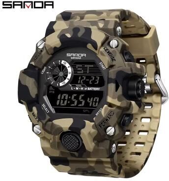 Inspired Finds SANDA 2183 Military Style Digital Sports Watch With Alarm And LED Backlight yellow Black